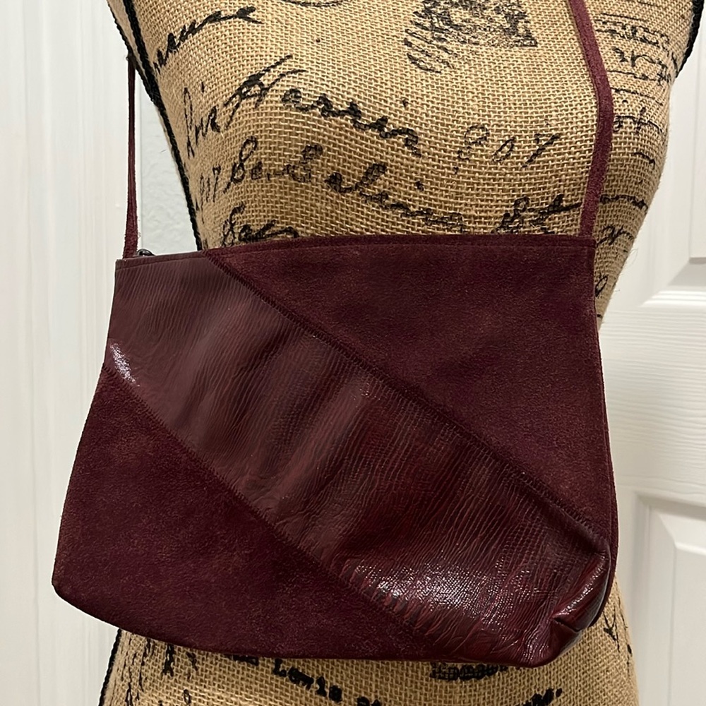 Vintage Robin Leather Suede Snake skin embossed Purse